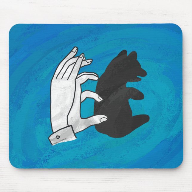 Tapis De Souris Petit Ours Ombre Sur Bleu (Devant)