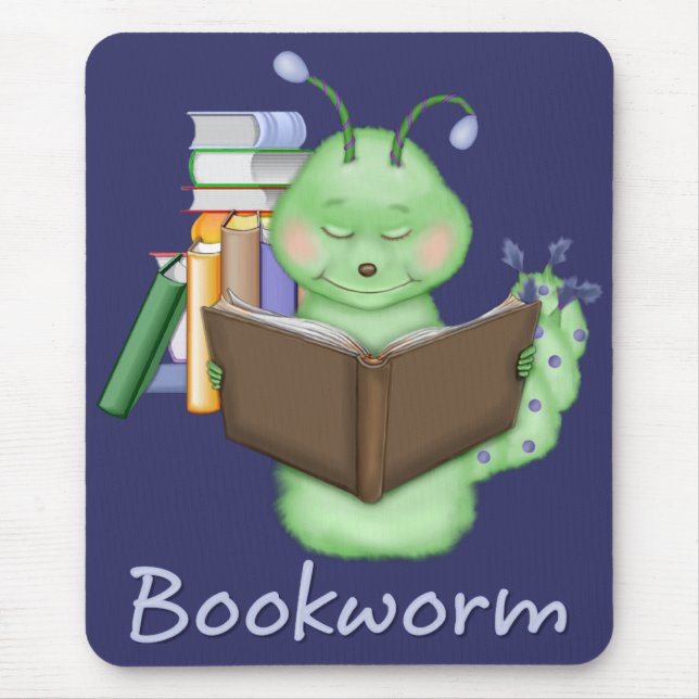 Tapis De Souris Petit ver de livre vert (Devant)