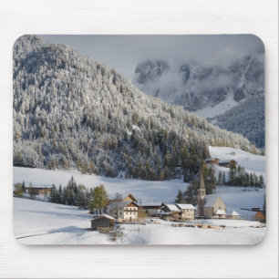Tapis De Souris Petit village alpin dans le mousepad de neige