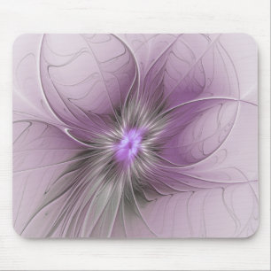 Tapis De Souris Petite Beauté Moderne Fleur d'Art Fractal Gris Mau