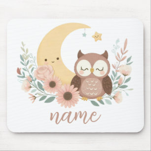 Tapis De Souris Petite chouette avec lune