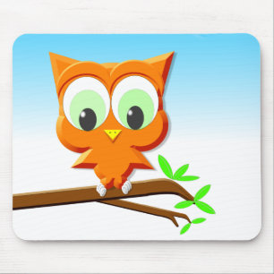 Tapis De Souris Petite chouette sur une branche