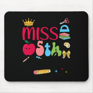 Tapis De Souris Petite écolière de 5e jour de rentrée Cinquième G