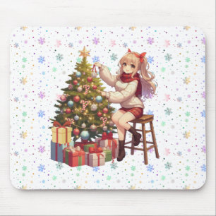 Tapis De Souris Petite fille Anime tailler l'arbre