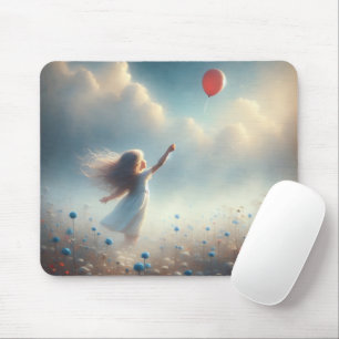 Tapis De Souris Petite Fille Avec Balloon Rouge