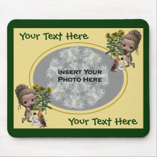 Tapis De Souris Petite fille avec chiots Photo