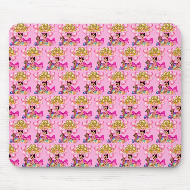 Tapis De Souris Petite fille en rose (Devant)