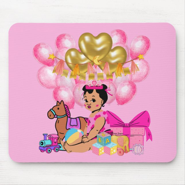 Tapis De Souris Petite fille en rose (Devant)