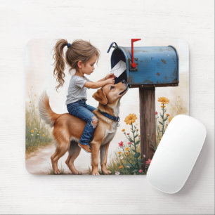 Tapis De Souris Petite fille envoyant une lettre