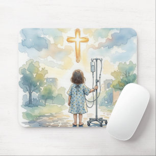Tapis De Souris Petite fille tenant un pied à perfusion