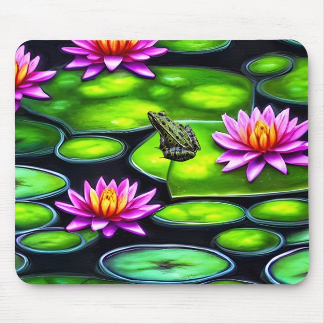 Tapis De Souris Petite grenouille sur Lily Pad (Devant)