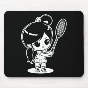 Tapis De Souris Petite navette de dessin de badminton