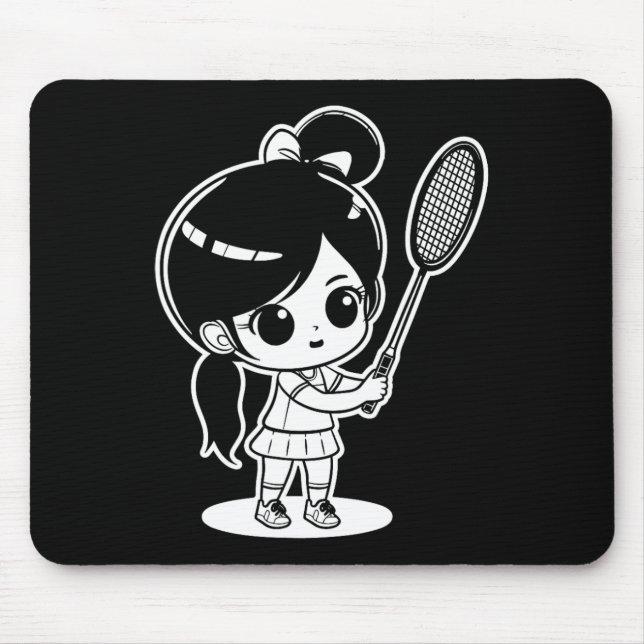 Tapis De Souris Petite navette de dessin de badminton (Devant)
