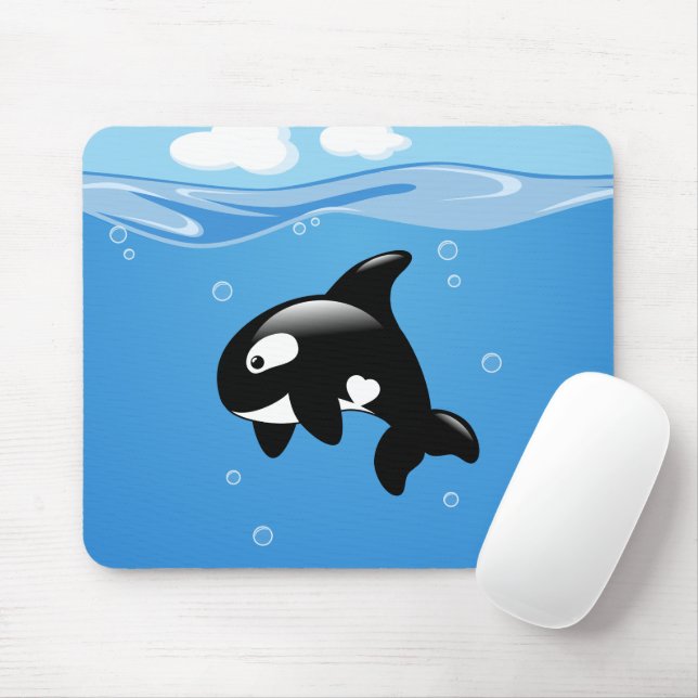 Tapis De Souris Petite Orca baleine dans l'océan (Avec souris)