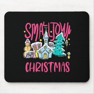 Tapis De Souris Petite ville Noël Noël Arbre Eglise Snowman hommes
