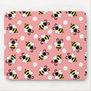 Tapis De Souris Petites abeilles mignonnes et fleurs marguerites m