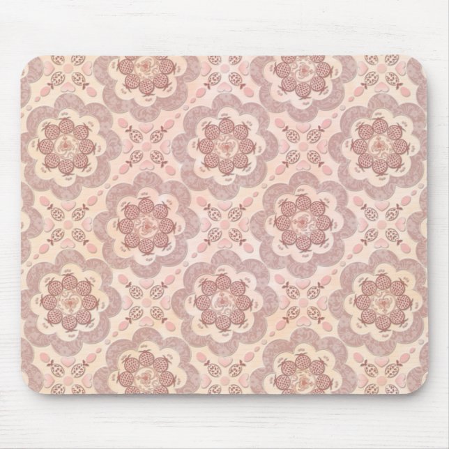 Tapis De Souris Petits cœurs de grenade et perles roses (Devant)