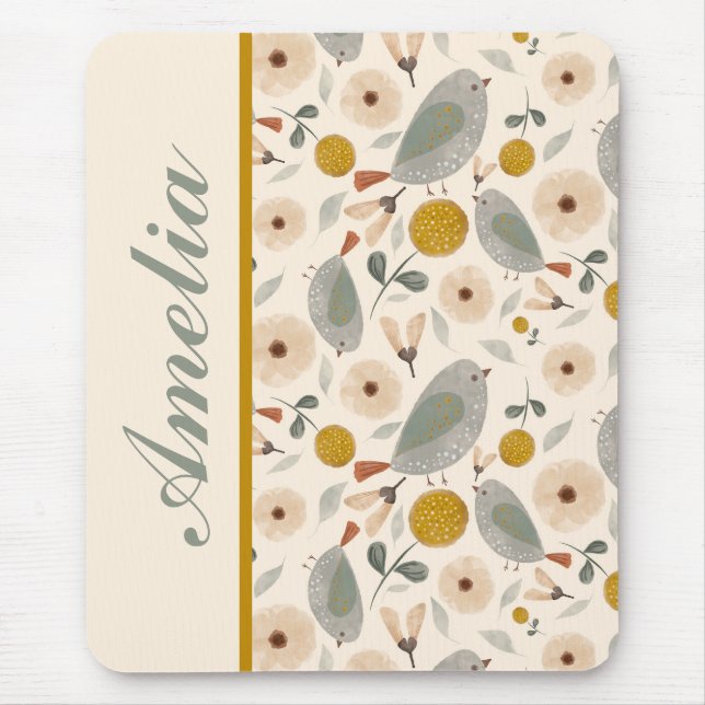 Tapis De Souris Petits oiseaux doux Mousepad personnalisé (Devant)
