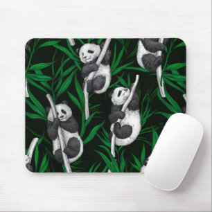 Tapis De Souris Petits panda sur vert foncé
