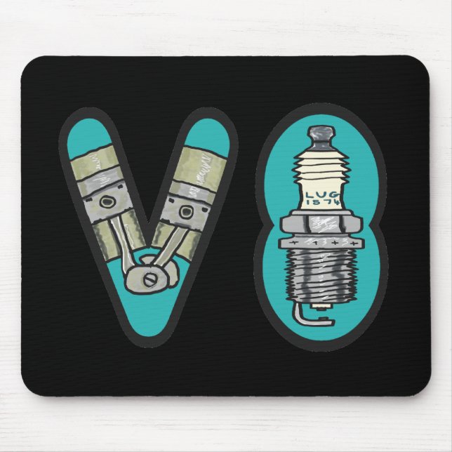 Tapis De Souris Pétrolhead V8 Voiture passionné (Devant)