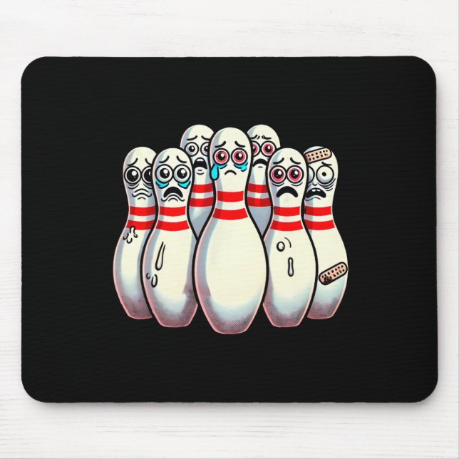 Tapis De Souris Peur Bowling Pins Cartoon Fun Bowler Humorisme (Devant)