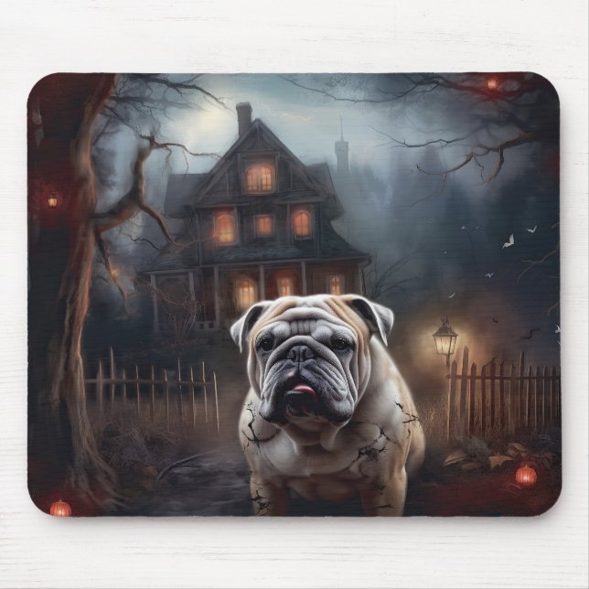 Tapis De Souris Peur d'Halloween Bulldog (Devant)