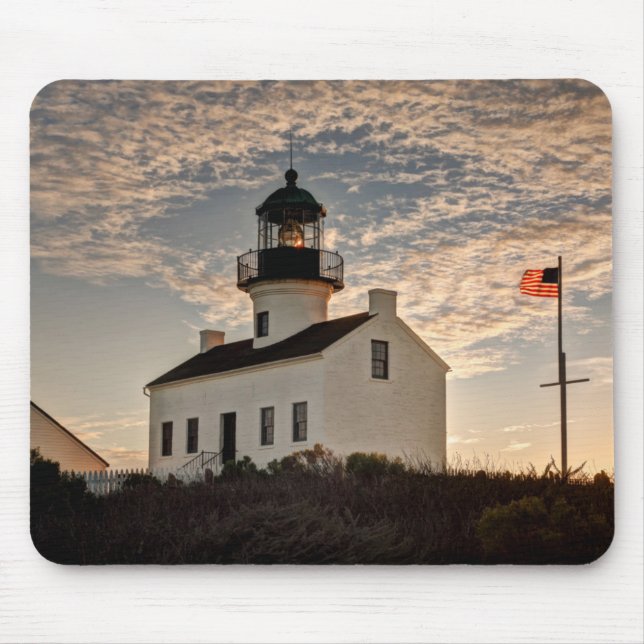 Tapis De Souris Phare au coucher du soleil, Californie (Devant)