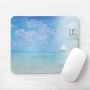 Tapis De Souris Phare blanc et voilier