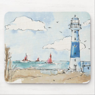 Tapis De Souris Phare bleu et blanc