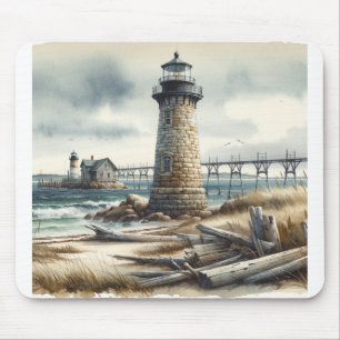 Tapis De Souris Phare côtier rustique Plage côtière