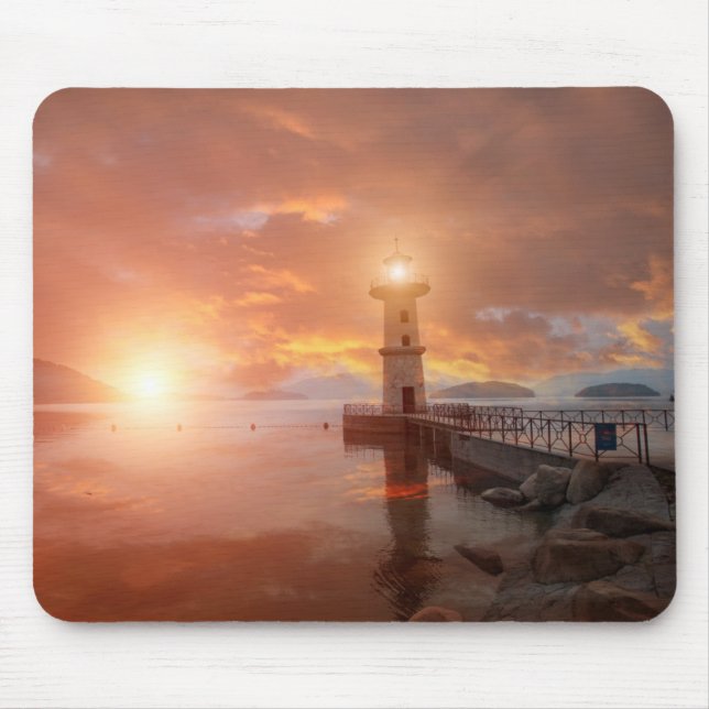 Tapis De Souris Phare dans le coucher du soleil (Devant)