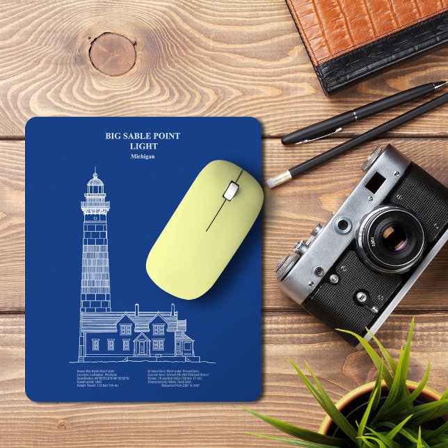 Tapis De Souris Phare de Big Sable Point - Michigan – ap. J.-C. (Big Sable Point Lighthouse - Michigan – AD. Mouse Pad)