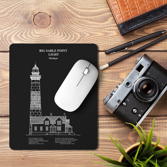 Tapis De Souris Phare de Big Sable Point - Michigan – PD (Big Sable Point Lighthouse - Michigan – PD. Mouse Pad)