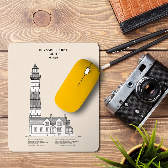 Tapis De Souris Phare de Big Sable Point - Michigan - SBD (Big Sable Point Lighthouse - Michigan - SBD. Mouse Pad)