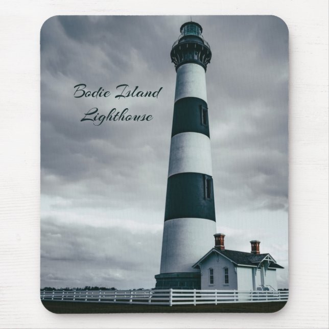 Tapis De Souris Phare de Bodie Island noir et blanc (Devant)