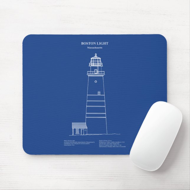 Tapis De Souris Phare de Boston - Massachusetts - AD (Avec souris)