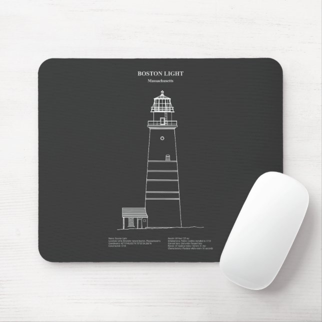 Tapis De Souris Phare de Boston - Massachusetts - PD (Avec souris)