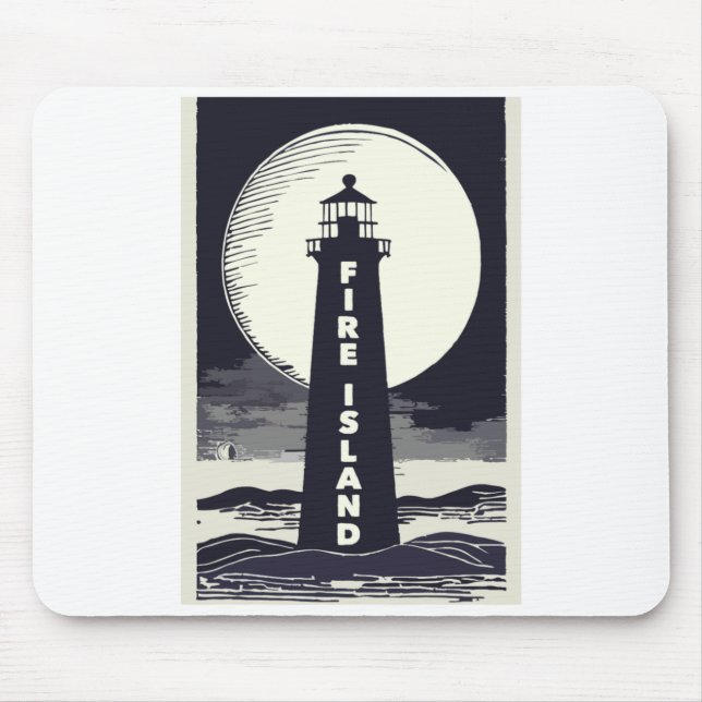 Tapis De Souris Phare de Fire Island New York Lune  (Devant)
