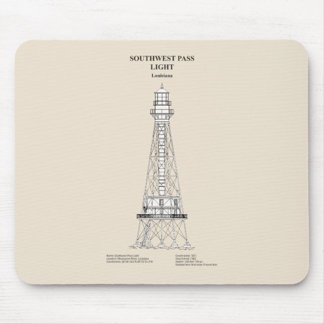 Tapis De Souris Phare de Southwest Pass - Louisiana - SBD (Devant)