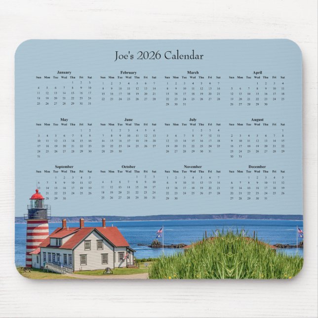 Tapis De Souris Phare de West Quoddy Head - Calendrier 2026 (Devant)