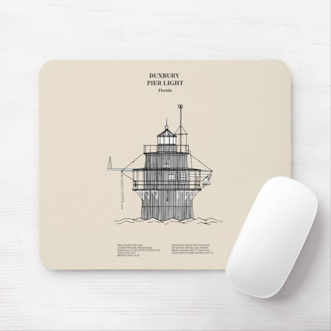 Tapis De Souris Phare lumineux de Duxbury Pier - Massachusetts - S (Avec souris)