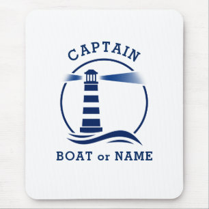 Tapis De Souris Phare nautique Capitaine & Bateau ou nom Navy