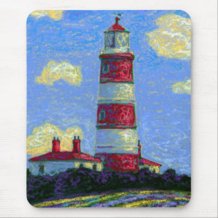 Tapis De Souris Phare Pastel et champs de lavande