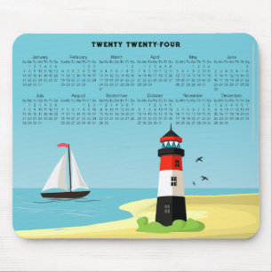 Tapis De Souris Phare Scène 2024 Calendrier Mousepad