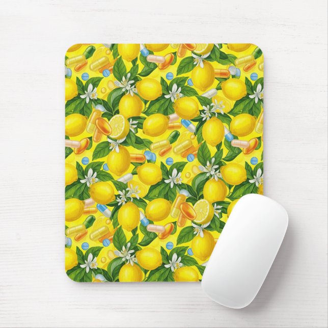 Tapis De Souris Pharmacie Motif de la pilule de citron (Avec souris)