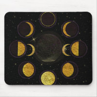Phases de lune magiques noires et dorées