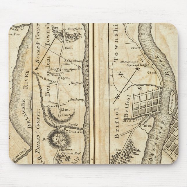 Tapis De Souris Philadelphie et New York Road Map (Devant)