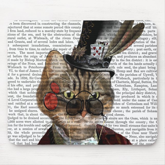 Tapis De Souris Phileas Feline Steampunk Chat et chapeau supérieur (Devant)