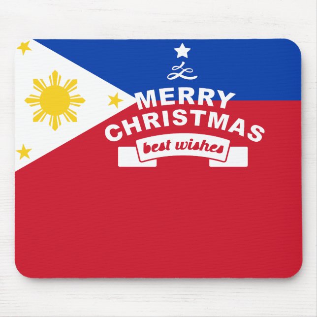 Tapis De Souris Philippine Flag Christmas : Joyeux Noël & Meilleur (Devant)
