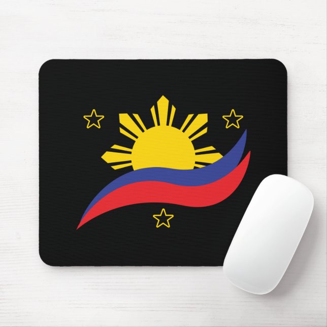 Tapis De Souris Philippines Philippin Pilipino Drapeau (Avec souris)